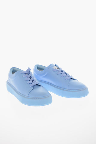 Faux-leather Low-top Sneakers with Logo