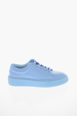 Faux-leather Low-top Sneakers with Logo
