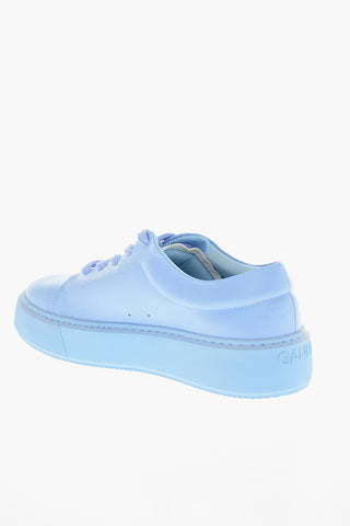 Faux-leather Low-top Sneakers with Logo