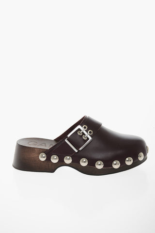 Leather Clogs with Stud-embellishment