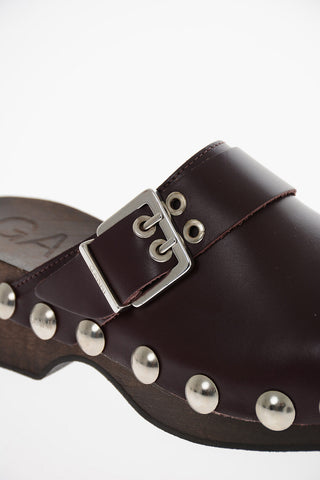 Leather Clogs with Stud-embellishment