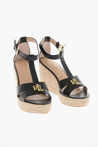 LAUREN Leather HALE Wedged Sandals