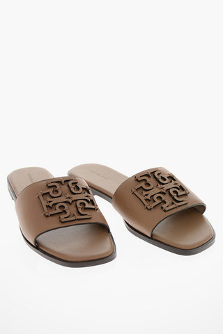 Leather INES Slides with Debossed Logo