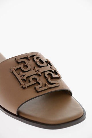 Leather INES Slides with Debossed Logo