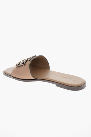 Leather INES Slides with Debossed Logo