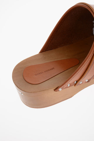 Leather THALIE Clogs with Stud-embellishment