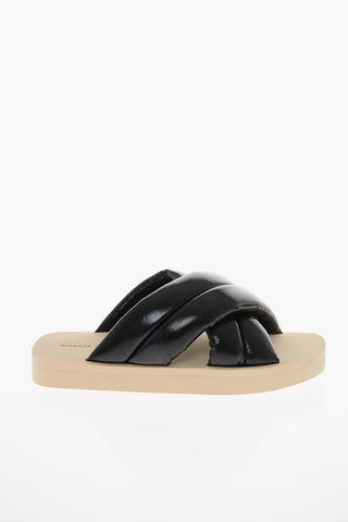 Padded-leather TRIPON Criss-crossed Slides