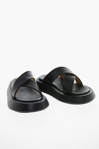 Grained-leather PATTINO Criss-crossed Slides