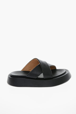 Grained-leather PATTINO Criss-crossed Slides