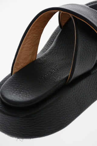 Grained-leather PATTINO Criss-crossed Slides