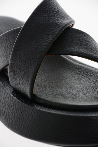 Grained-leather PATTINO Criss-crossed Slides