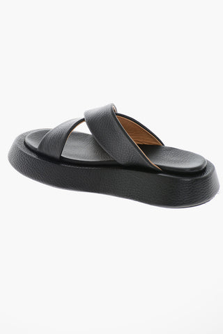 Grained-leather PATTINO Criss-crossed Slides