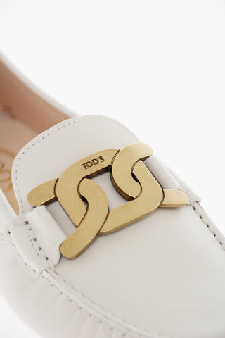 Leather Loafers with Gold-toned Chain