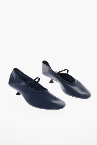 Soft-leather Ballet Pumps with Kitten Heel
