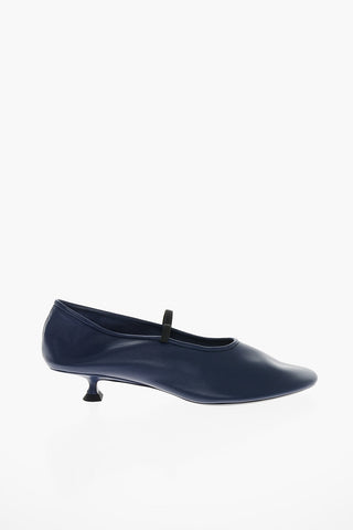 Soft-leather Ballet Pumps with Kitten Heel