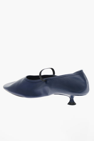 Soft-leather Ballet Pumps with Kitten Heel