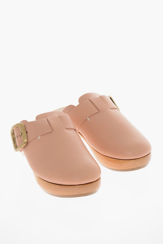 Clogs in Pelle con Fibbia Dorata