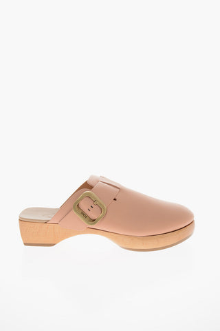 Clogs in Pelle con Fibbia Dorata