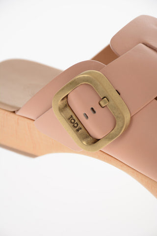 Clogs in Pelle con Fibbia Dorata