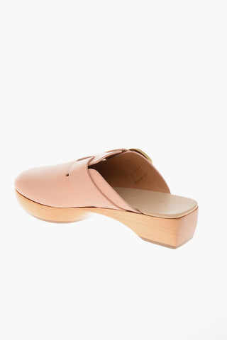 Clogs in Pelle con Fibbia Dorata