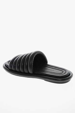 Padded-leather Multi-strap Slides