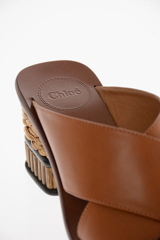 Mules LAIA in Pelle Intrecciata con Tacco in Bamboo