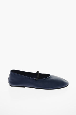 Soft-leather Ballet Flats with Elastic Strap