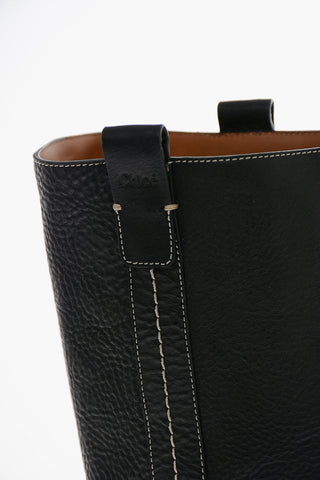 Gros-grain Leather EDITH Knee-high Boots with Visible Trimmings