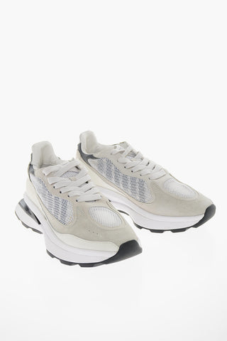 Suede-leather SLASH Sneakers with Mesh Details