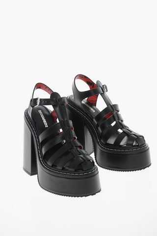Brushed-leather SCRIBBLES Sandsla with Statement Sole
