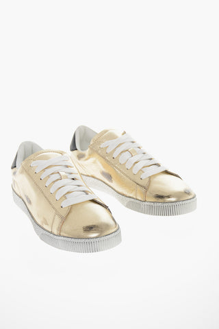 ICON Lived-in effect Metallic-leather CASSETTA Sneakers with Logo