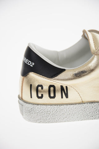 ICON Lived-in effect Metallic-leather CASSETTA Sneakers with Logo