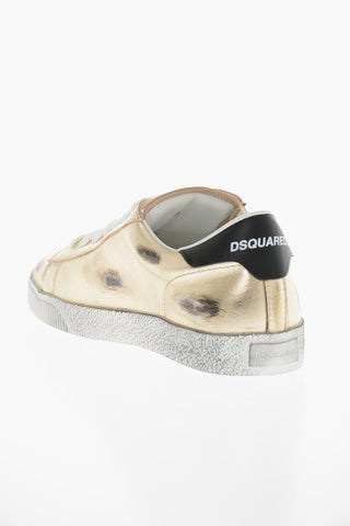 ICON Lived-in effect Metallic-leather CASSETTA Sneakers with Logo