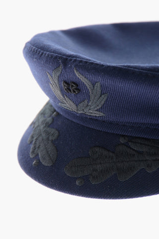 Cotton-blend Baker boy Hat with Embroidered Detailing