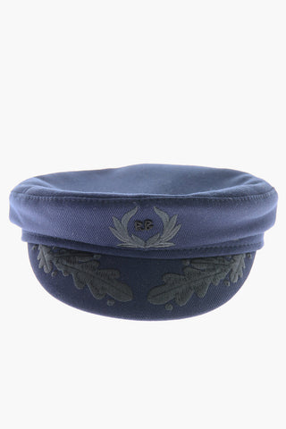 Cotton-blend Baker boy Hat with Embroidered Detailing