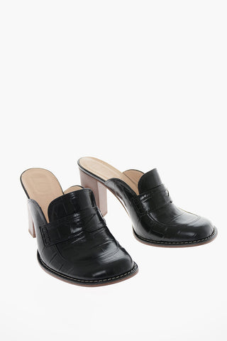 Mules LOAFER 90 in Pelle effetto Coccodrillo con Punta squadrata