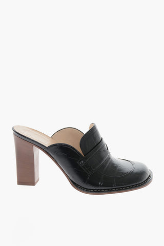 Mules LOAFER 90 in Pelle effetto Coccodrillo con Punta squadrata