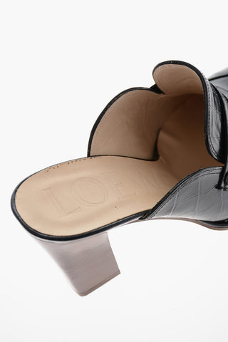 Mules LOAFER 90 in Pelle effetto Coccodrillo con Punta squadrata