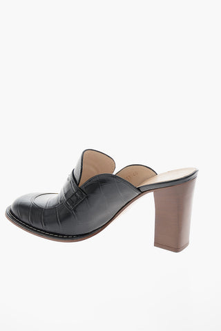 Mules LOAFER 90 in Pelle effetto Coccodrillo con Punta squadrata