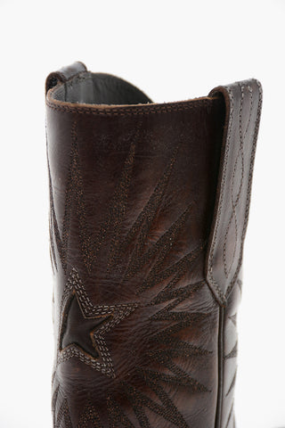 Stivaletti Texani WISH STAR in Pelle Effetto Vintage con Ricamo Stella