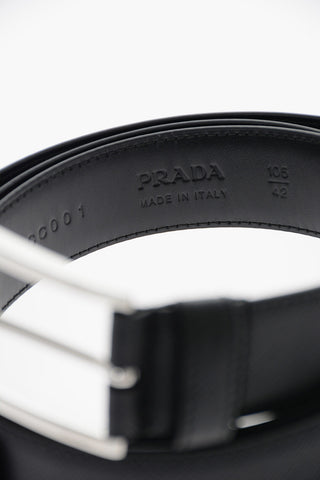 Saffiano-leather Belt with Silver-toned Hardware