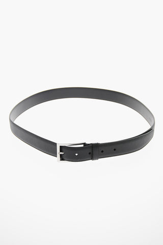Saffiano-leather Belt with Silver-toned Hardware
