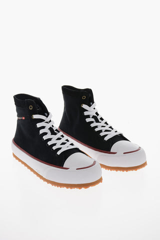Sneakers Alte S-PRINCIPIA in Denim con Rifiniture in Camoscio