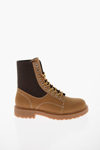 Leather and Fabric D-ALABHAMA Combat Boots