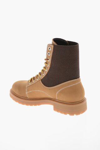 Leather and Fabric D-ALABHAMA Combat Boots