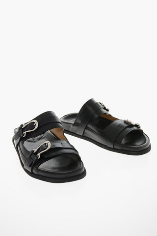 Leather MIAMI Sandals with Silver Buckles