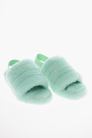 Wool FLUFF Slippers with Logoed Elastic Band