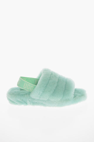 Wool FLUFF Slippers with Logoed Elastic Band