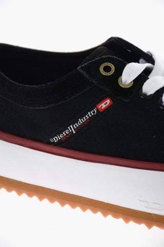 Denim S-PRINCIPIA Low Top Sneakers with Suede Trimmings