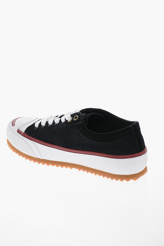 Denim S-PRINCIPIA Low Top Sneakers with Suede Trimmings